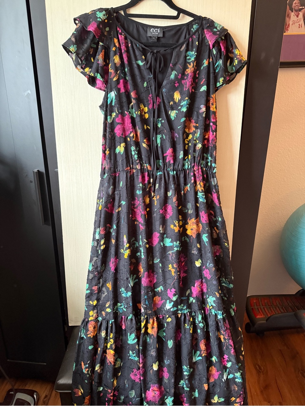 ECI New York Black Floral Dress